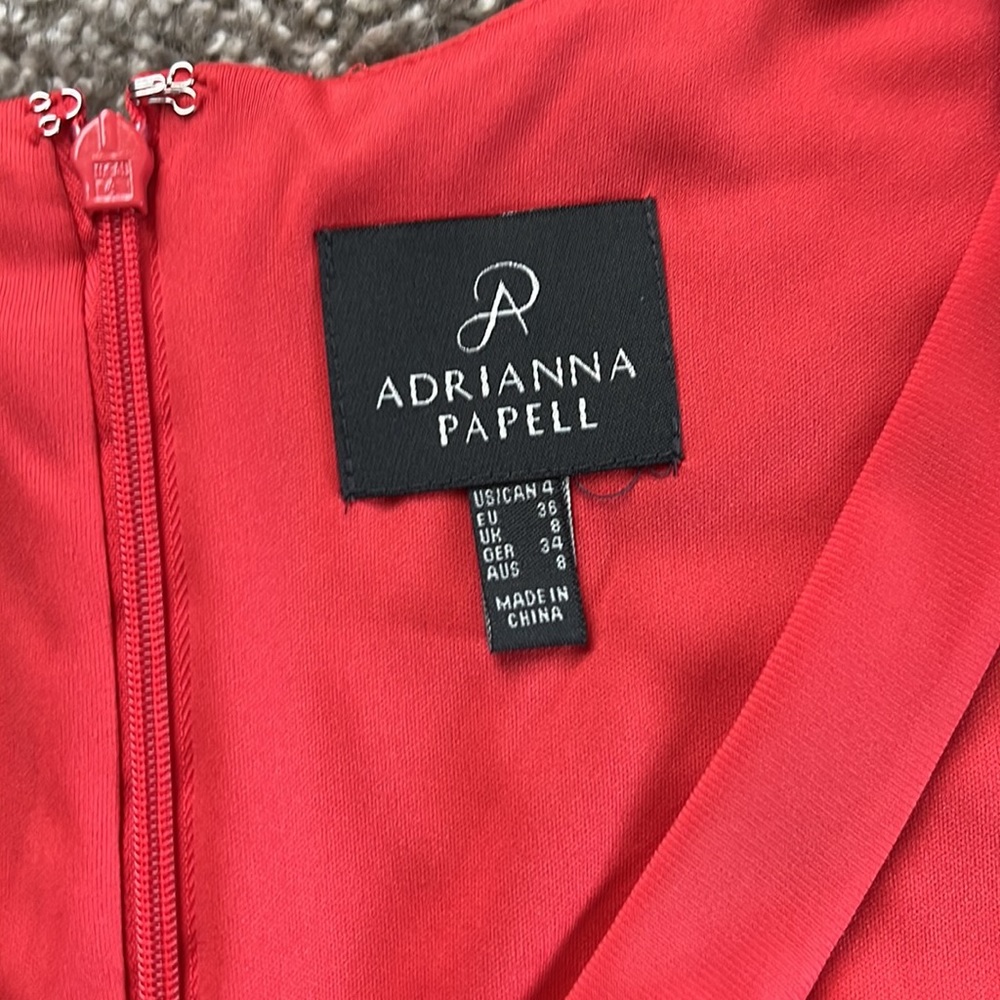 NWT Adrianna Papell coral pleated dress size 4 - Picture 4 of 6
